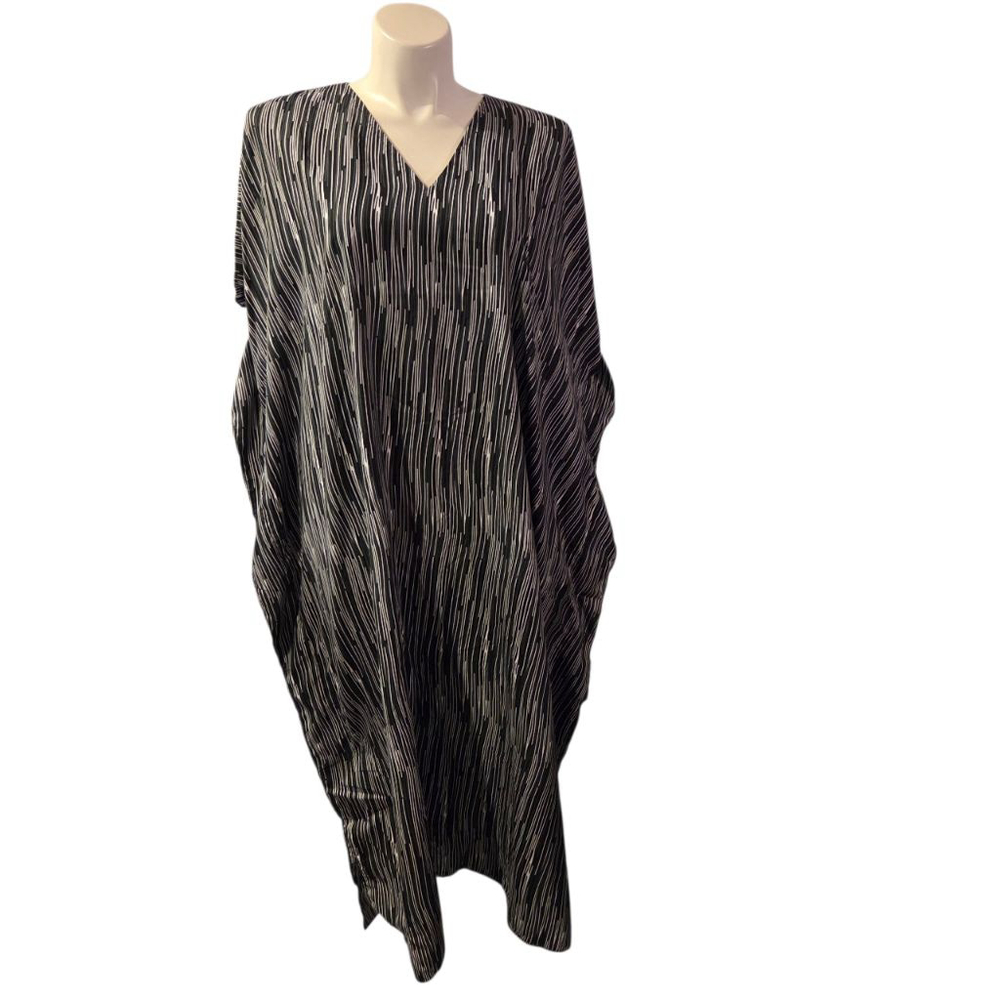 Women's Goddess by Winlar Black White Striped Kaftan O/S - Picture 2 of 5